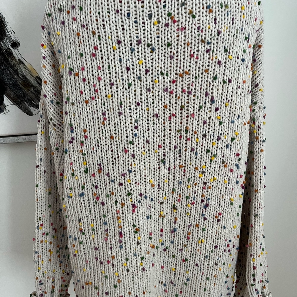 Seven7 Women's Chunky Knit Multicolor Pom Pom Sweater Size Small - Picture 8 of 9